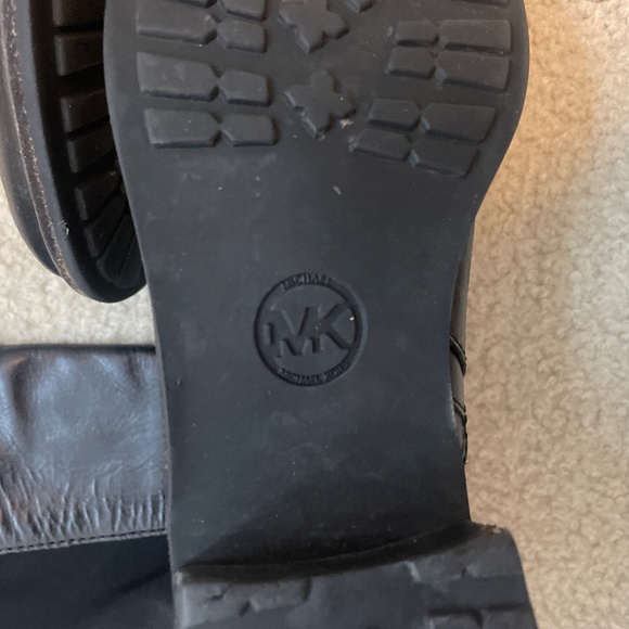 MICHAEL Michael Kors Hamilton Stretch Boots Leather Black gold size 8.5 - Picture 6 of 10